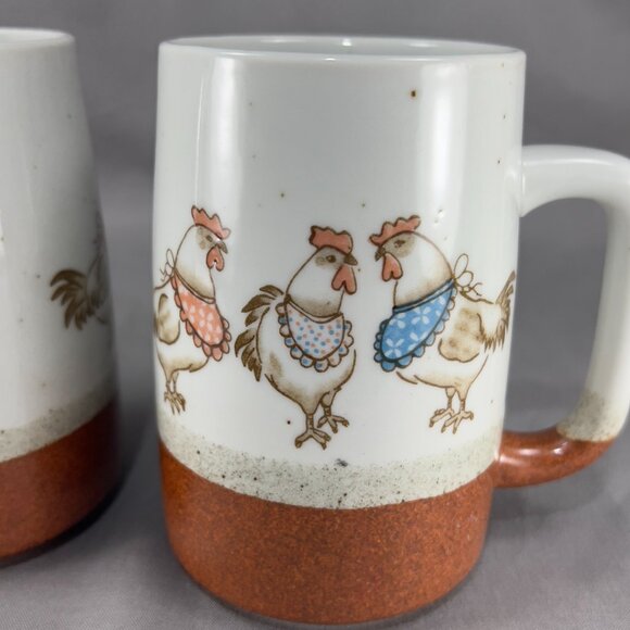 Otagiri Chicken Hen Stoneware Ceramic Ivory Coffee Soup Mug Patchwork OMC Japan - Picture 11 of 16